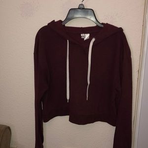 Cropped H&M maroon hoodie